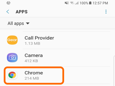 S8 Settings Apps Chrome