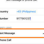 Text message Apple ID Verification