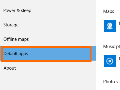 Windows 10 Start Menu Settings System Settings Default Apps