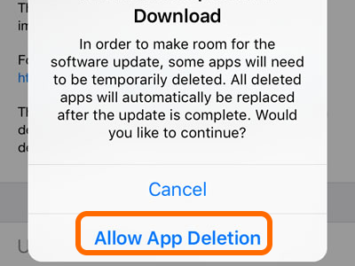 iPhone General Settings Update Allow App Deletion