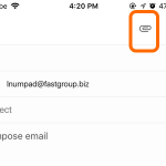 iPhone Gmail App Attach icon
