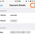 iPhone Settings Change Payment Details Save