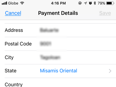 iPhone Settings Change Payment Details