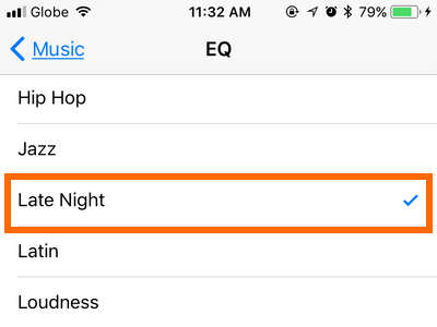 iPhone Settings EQ Late Night