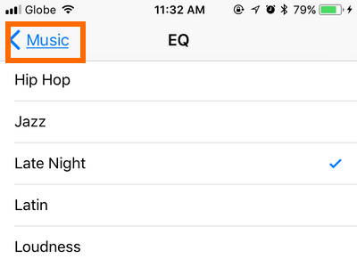 iPhone Settings EQ Music