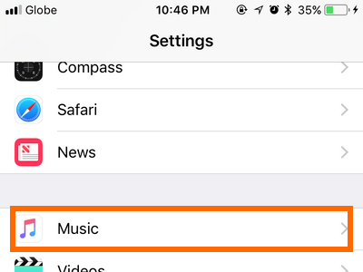 iPhone Settings Music