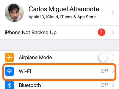 iPhone Settings Wifi