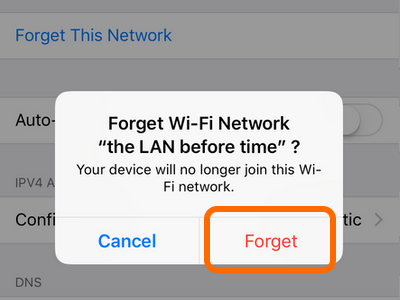 iPhone Wi-Fi Network Details Forget Button