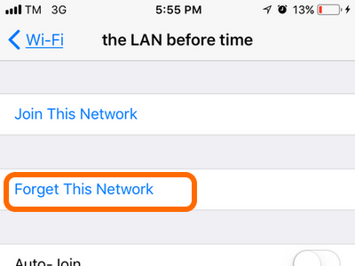 iPhone Wi-Fi Network Details Forget Network