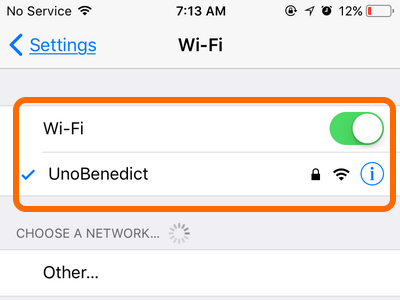 iPhone Wi-Fi Turn On