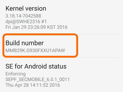 Android Home Settings Build Number