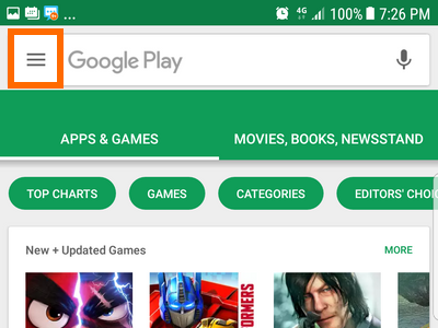 Android Playstore Menu