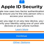 Continue Button Apple ID