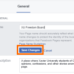 Facebook Change Page Name Save Changes