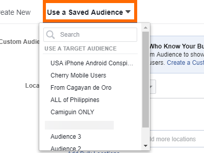 Facebook Create Ad Use Saved Audience