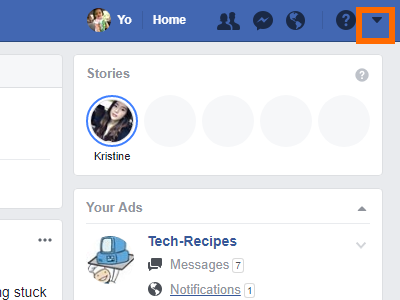 Facebook Drop-Down Menu