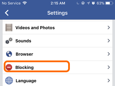 Facebook Mobile Account Settings Blocking