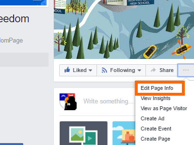 Facebook Page More Options Edit Page Info