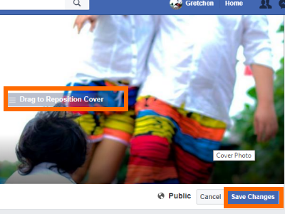 Facebook Profile Edit Cover Drag to Reposition and SAve