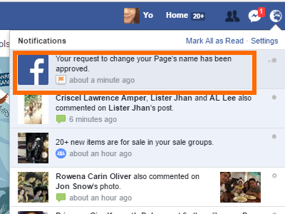 Facebook Request Name Change Approved