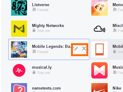 Facebook Settings Apps Show All Scroll Down to App Hover Mouse