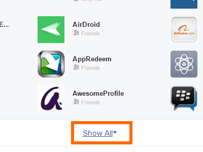 Facebook Settings Apps Show All