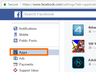 Facebook Settings Apps