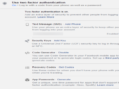 Facebook Use Two-Factor Authorization Options