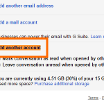 Gmail Click Settings Account and Import Grant Access Add another account