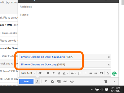 Gmail Compose 2 pictures attached