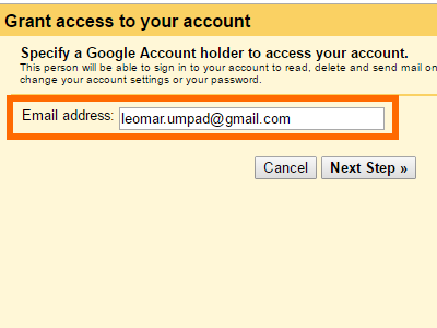 Gmail Grant Access Add another account Enter Email