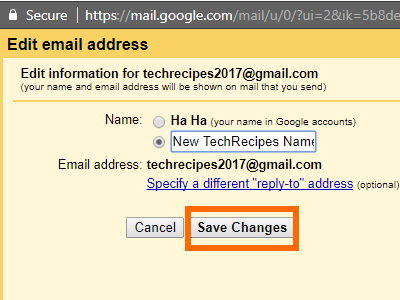 Gmail Name Details New Name Save Details