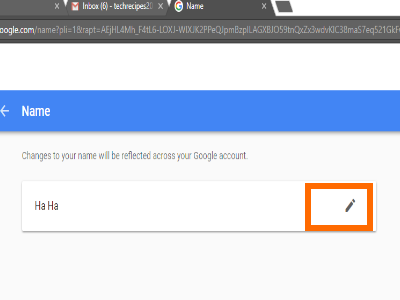 Google Account Personal Name Edit Button