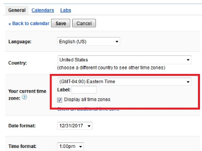 Google Calendar Display All Time Zones