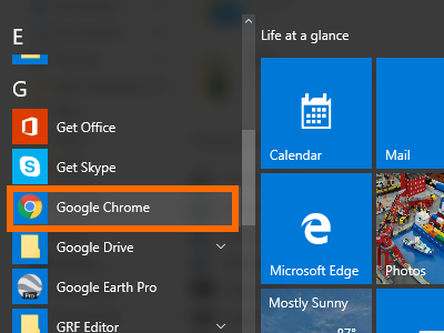 Google Chrome icon on Computer