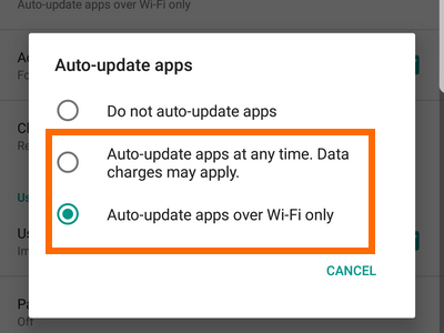 Playstore Menu Settings Auto Update Options