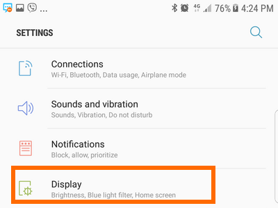 Samsung Settings Display