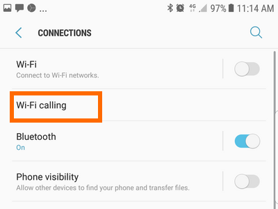 Settings Connection WiFi Calling