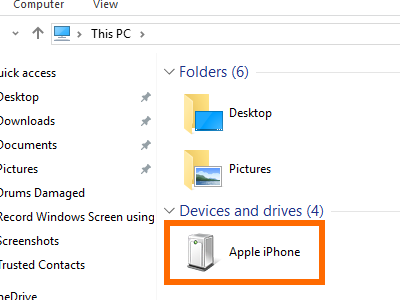 This PC or My Computer Apple iPhone Drive