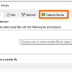 VLC Media File Menu Convert Save Capture Device Tab