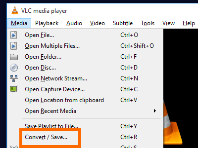 VLC Media File Menu Convert Save