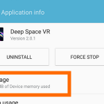 application infor Storage Settings