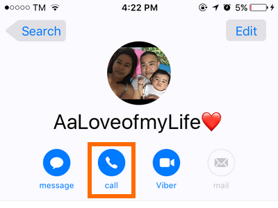 iPhone Call contact