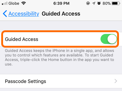 iPhone Enable Guided Access