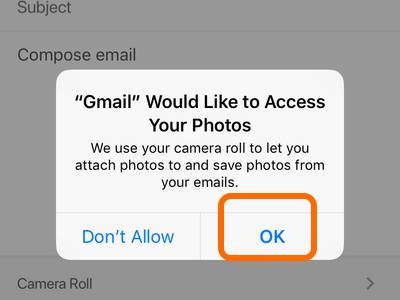 iPhone Gmail App Photos Permissions OK