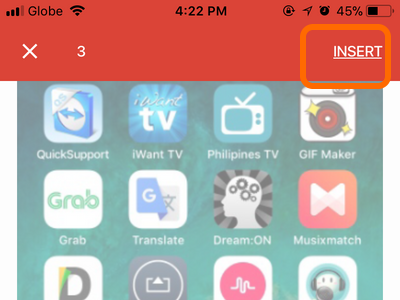 iPhone Gmail Insert button