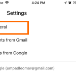 iPhone Google Calendar Scroll Down to Settings General