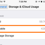 iPhone Settings Available Storage