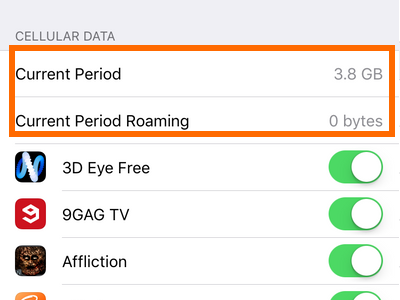 iPhone Settings Cellular Current Period