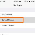 iPhone Settings Control Center